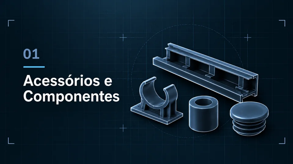Arte ilustrativa da linha Acessórios e Componentes